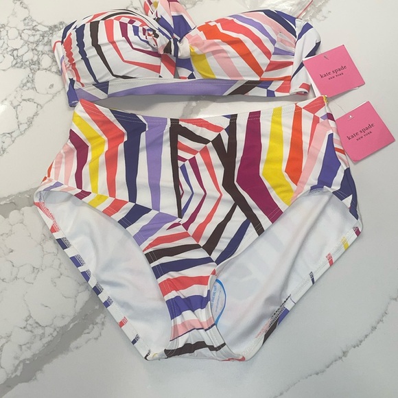 Kate Spade New York Bikini swimsuit Geobrella multi color Abstract 2 Piece Small - Picture 2 of 12